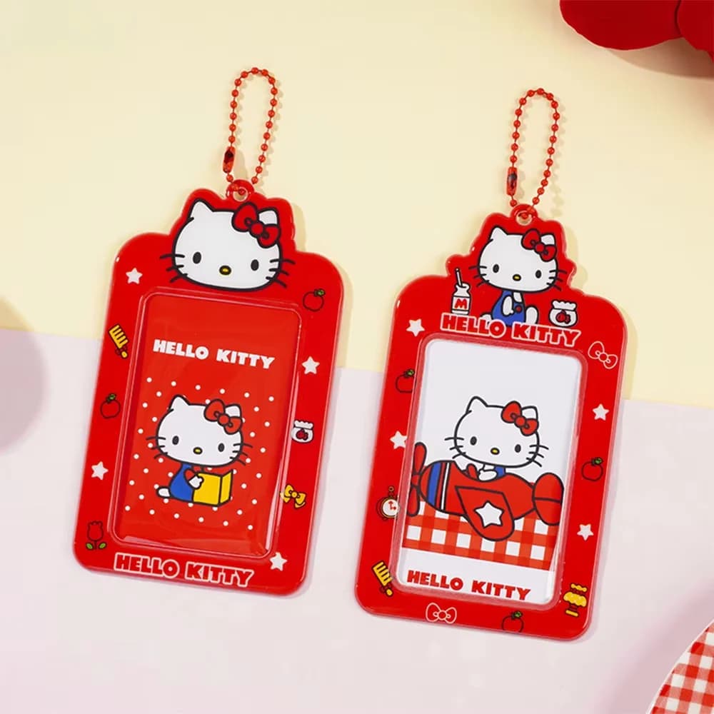 Kawaii Sanrio Hello Kitty porte-carte mignon KT chat PVC caoutchouc souple filles idole Photo affichage carte de rangement étui Kpop Style cadeaux