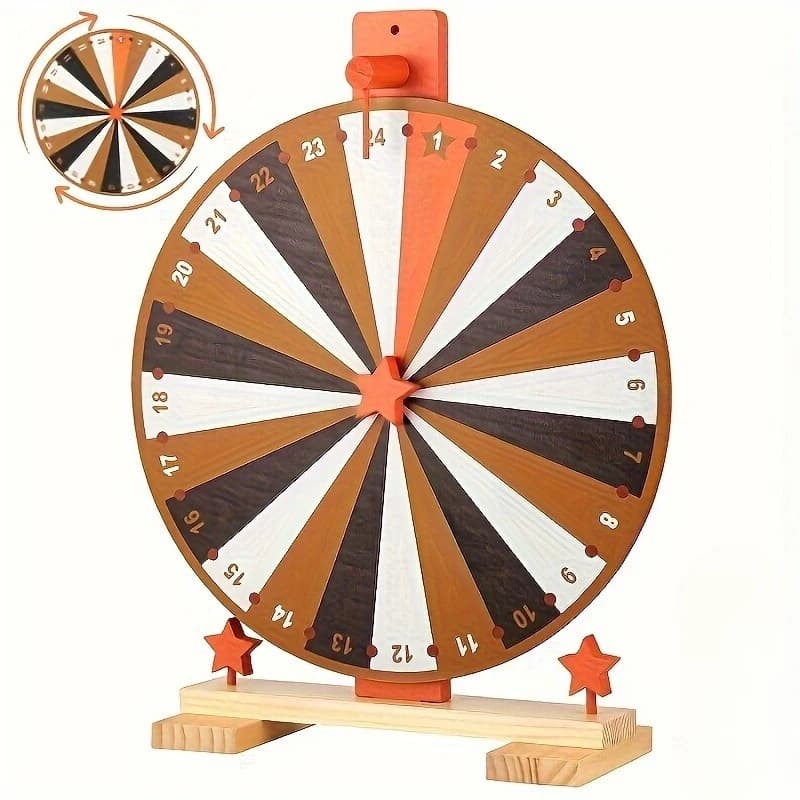 Roue de la Fortune de Table à 24 Compartiments avec Support