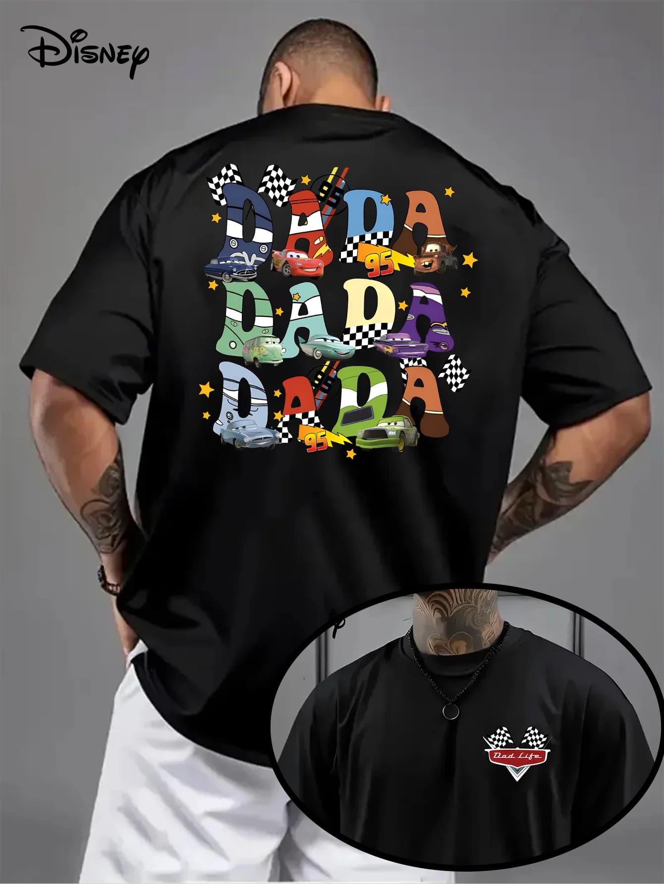 T-shirt Disney imprimé avec lettres de dessins animés Disney, style Hip Hop décontracté, ample, à manches courtes, pour l'été