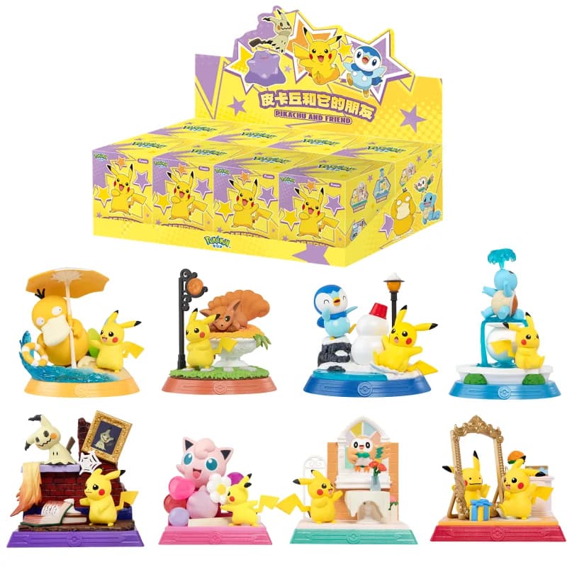 Figurine d'action Pokemon Anime Pikachu et ses amis, boîtes aveugles, fonisme, Collection originale, modèle d'ornement, jouets, cadeau