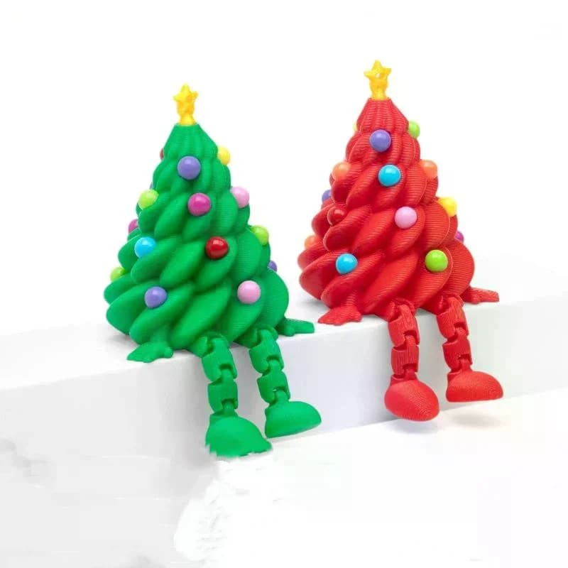 Ornements de bureau mignons de noël imprimés en 3D, arbres de noël avec articulations colorées et formes mobiles, décorations cadeaux de noël