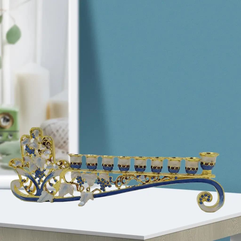 Candélabre Menorah peint à la main en or Hanukkah