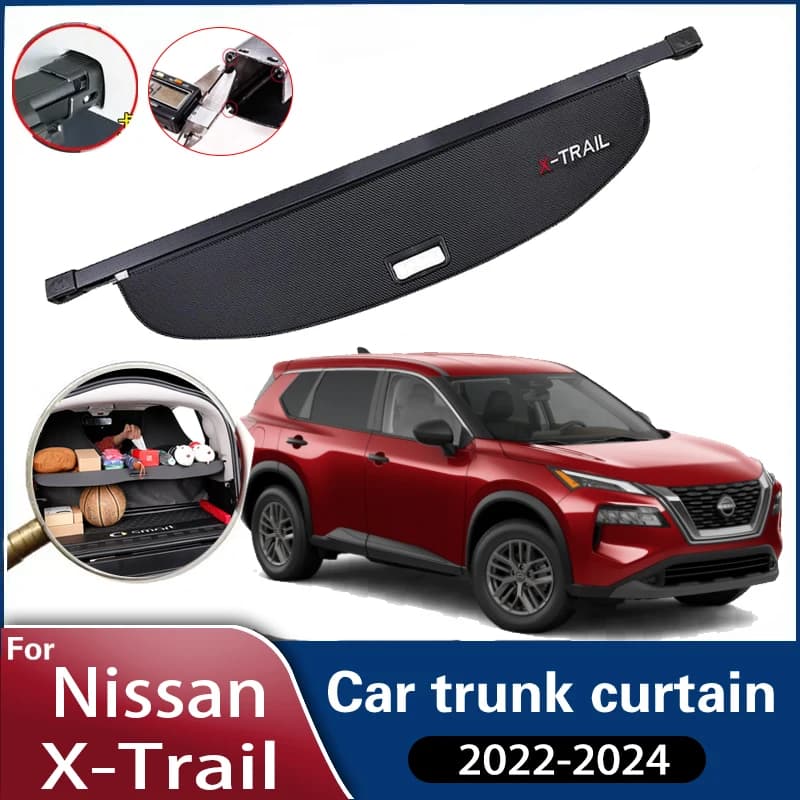 Rideau de coffre arrière de voiture pour Nissan, cloison T1, couvertures d'abri, accessoires pour X Trail T33, Rogue 2023, 2022, 2024