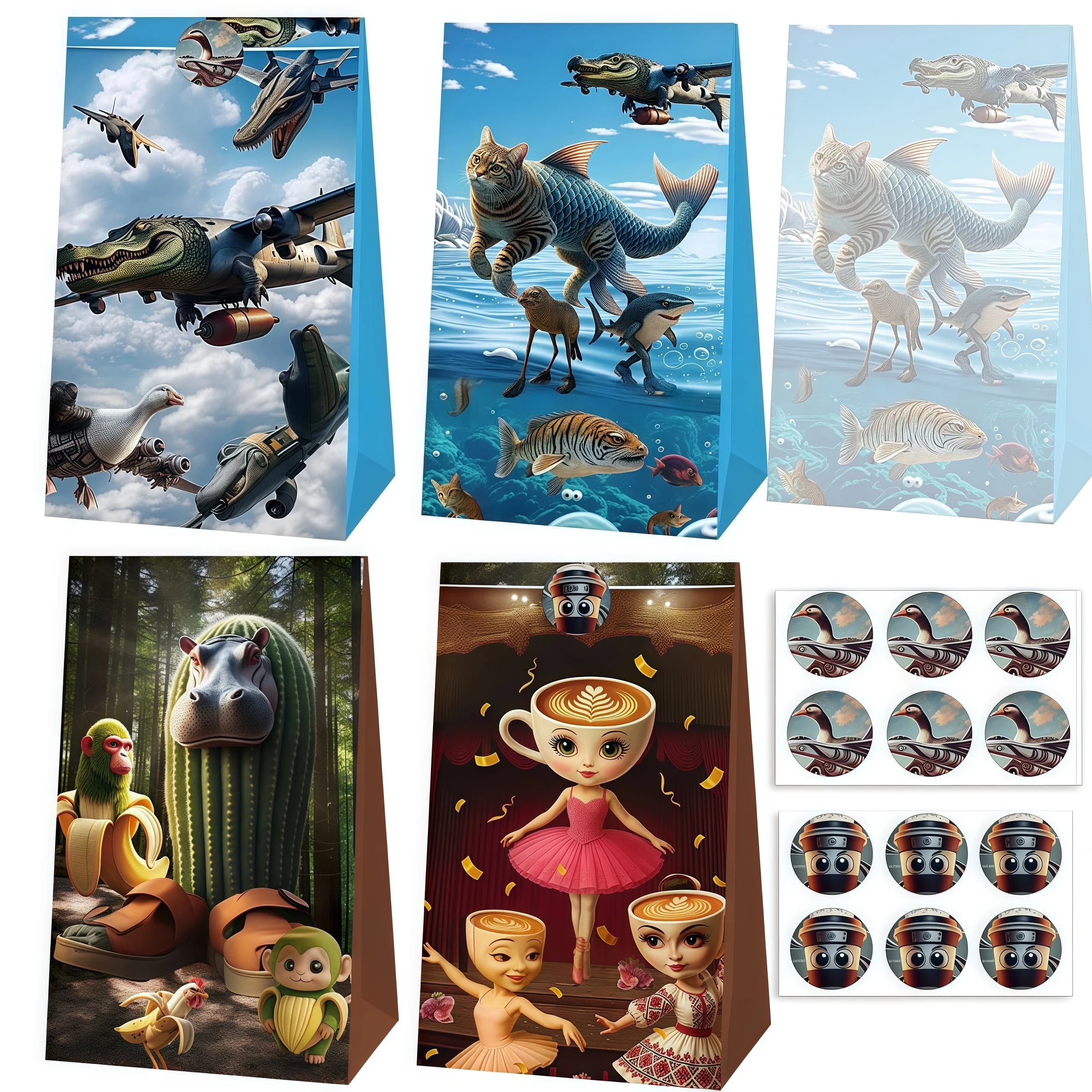 Décorations d'anniversaire cerveau italien Tralaleo Tralala Tung Tung Sahur sac en papier pour bonbons sac cadeau sac à main fournitures de fête cadeaux