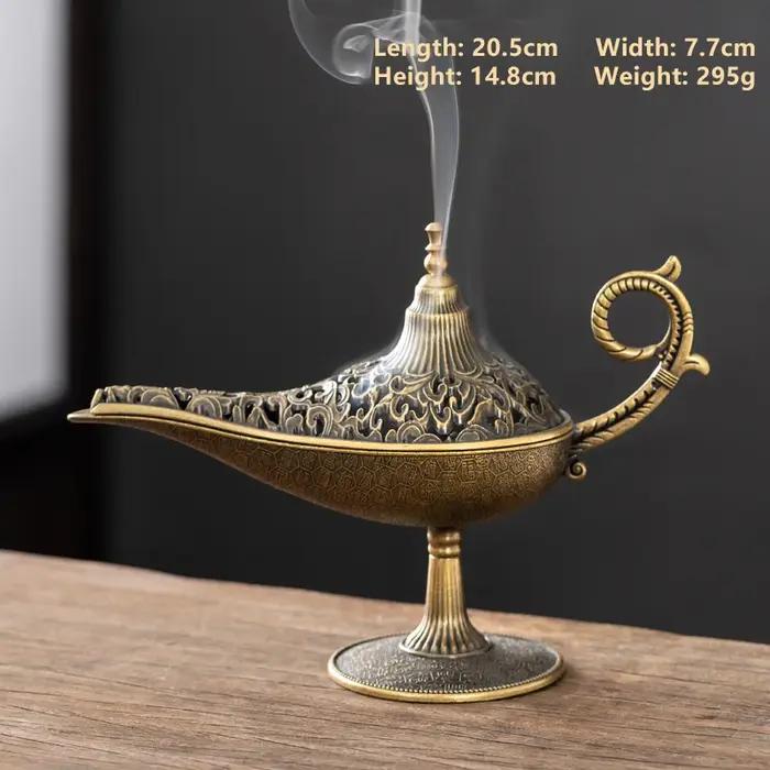 Brûleur d'encens en métal de style antique multifonction pour brûler encens ou parfum, bougeoir romantique et décoration d'intérieur pour maison ou bureau occasions spéciales