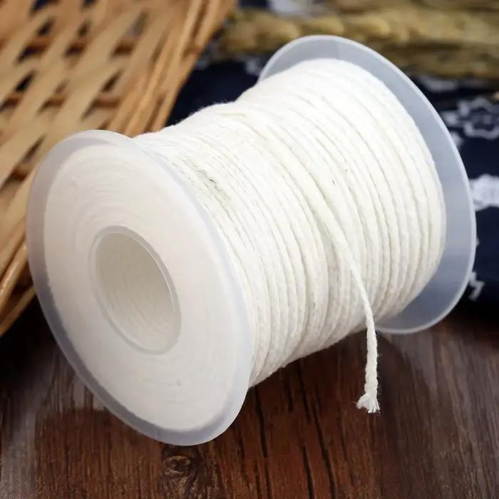 Bobine de mèches de bougie tressées carrées en coton non ciré, noyau d'avertissement de bougie, 61m