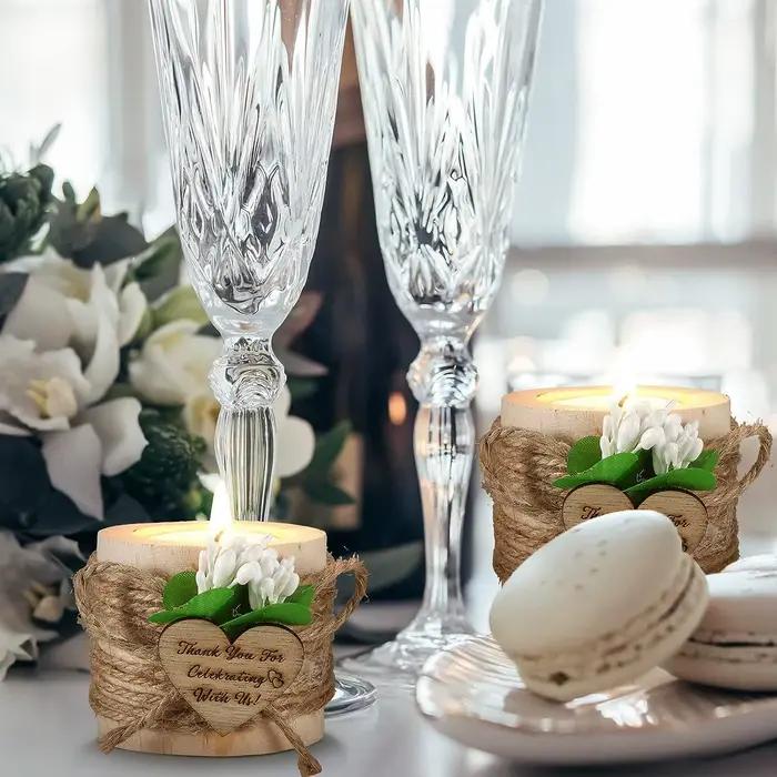 Bougeoirs photophore en bois pour mariage