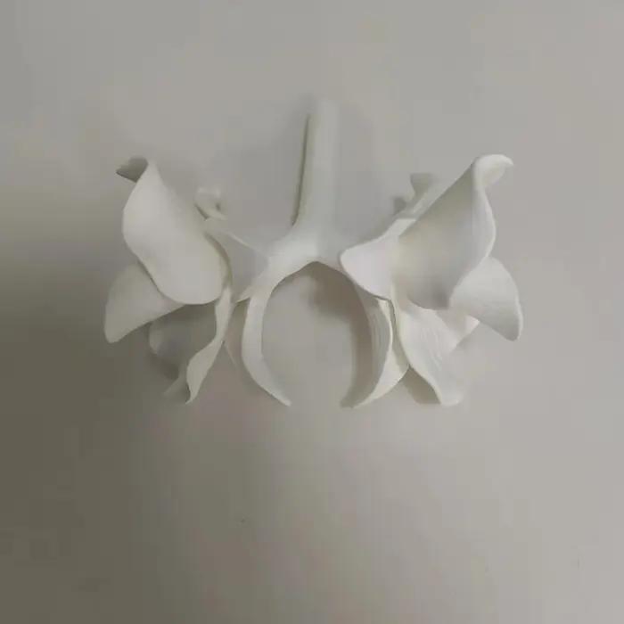 Diffuseur de fleurs d'orchidée en céramique à double tête, fleur en céramique blanche artisanale de