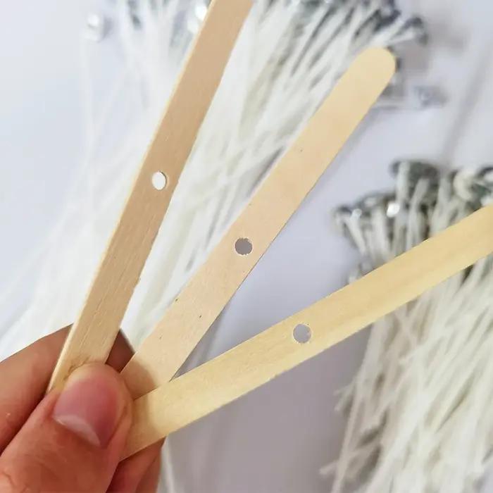 Ensemble de mèches de bougie en coton ciré avec support