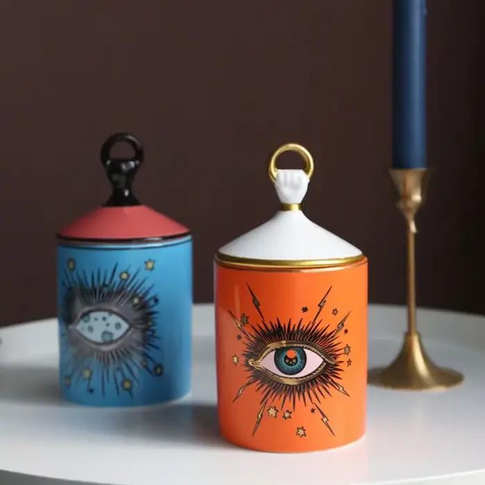 Bougie d'aromathérapie faite à la main avec couverture à la main, décoration de la maison, grand yeux, ciel étoilé, table de rangement 347, figurines