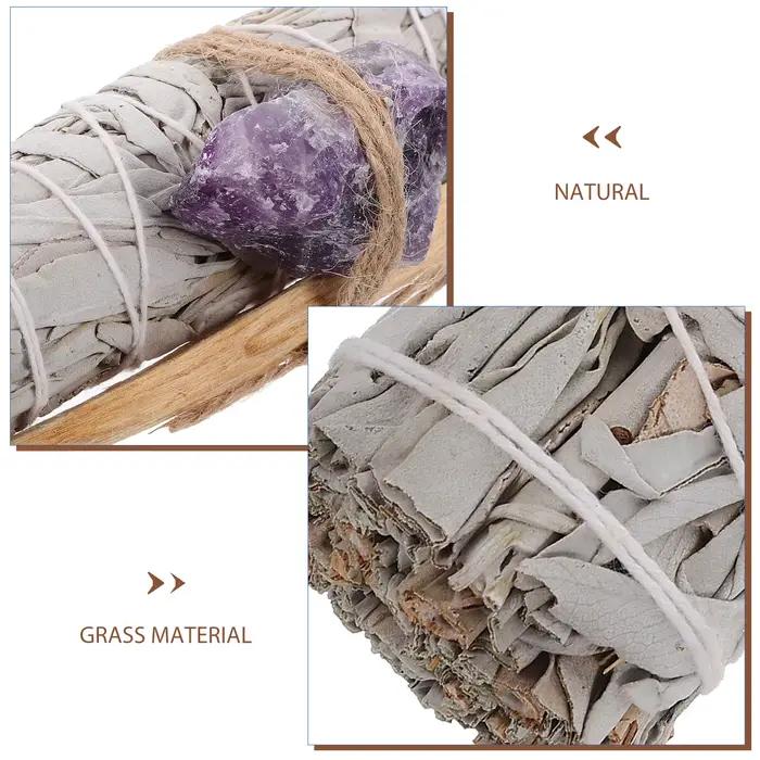 1 ensemble 1 ensemble paquet de taches aromathérapie parfum sauge sainte bâton en bois pour la méditation Purification rituel Relaxation naturel