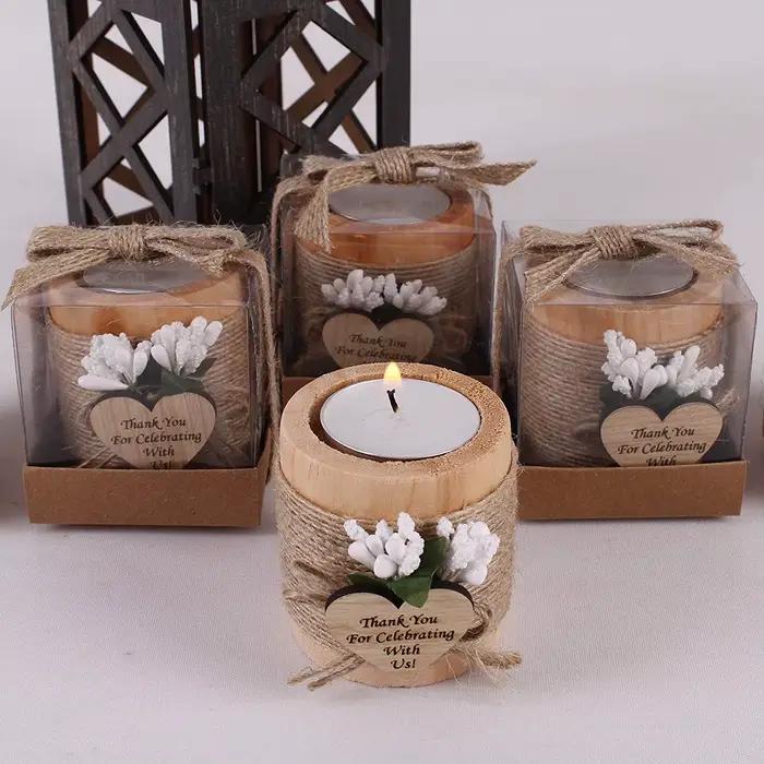 Bougeoirs photophore en bois pour mariage