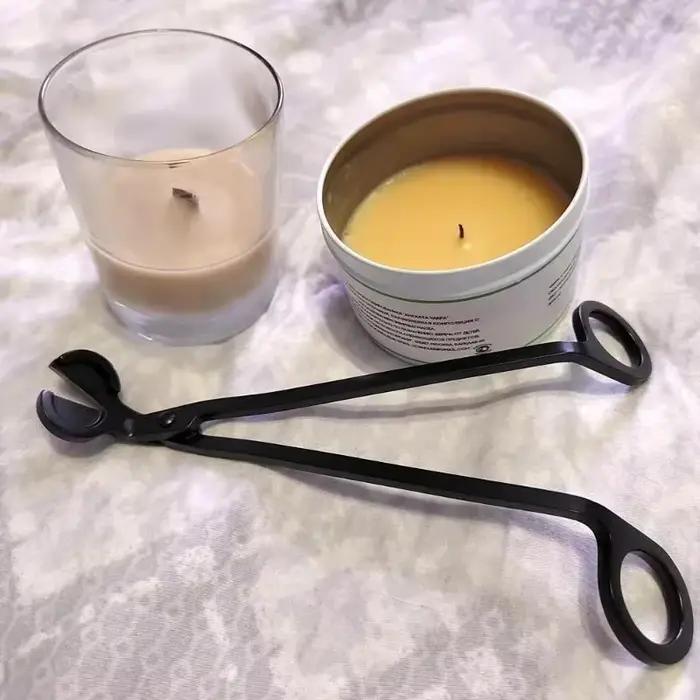 Coupe-mèche de bougie en acier inoxydable, outil de manutention de bougie, coupe-mèche à tête ronde, ciseaux en acier inoxydable pour extinctions de bougies, coupe-mèches de bougies en métal, pour décorations intérieures et ambiances chaleureuses