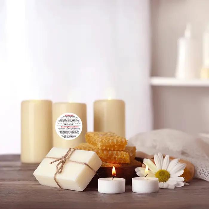 500 pièces/rouleau 1.5 pouces pot de bougie conteneur étiquette cire fondant sécurité autocollants décalcomanie pour