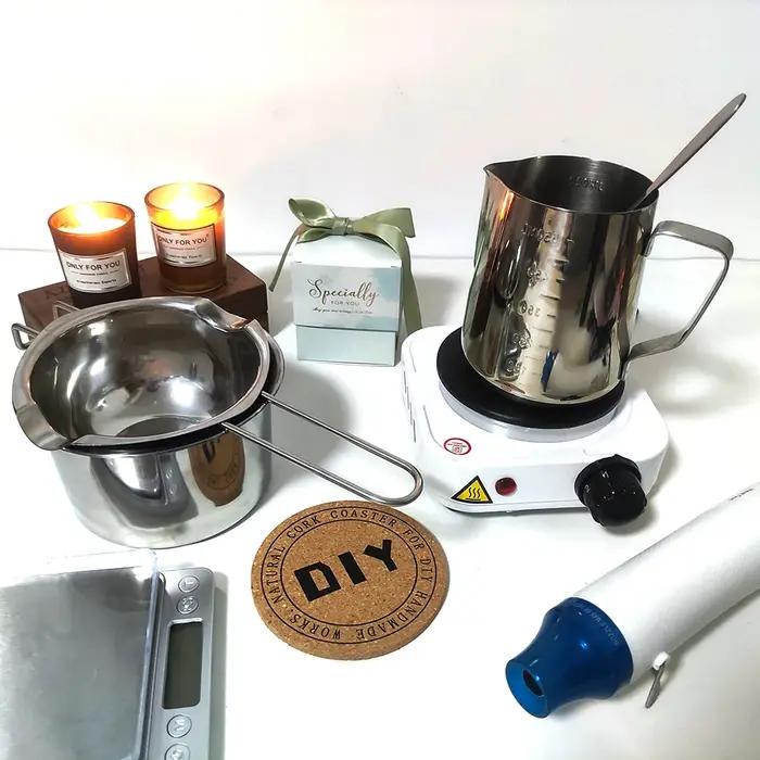 Kit d'outils d'artisanat de bougies à bricoler soi-même avec plaque chauffante de fusion de cire