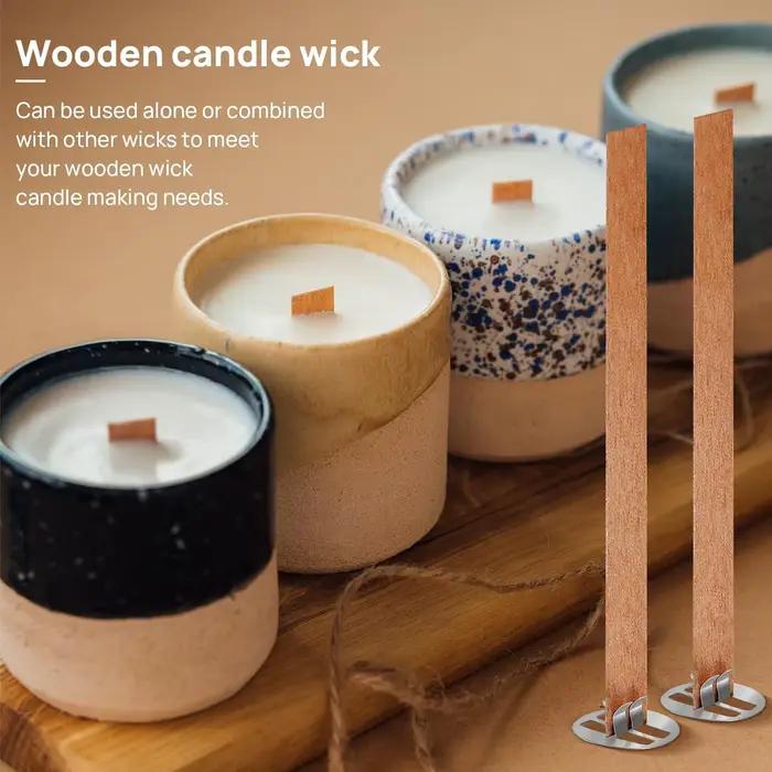 Mèches en bois avec base métallique pour la fabrication artisanale de bougies, parfaites pour débutants et professionnels, occasions spéciales et décoration de maison