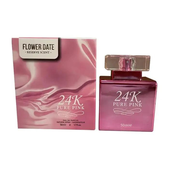 Eau de parfum féminine 24K Pure Gold, fragrance florale sucrée, longue tenue, eau de parfum fruitée, eau de parfum aux fleurs d'orange, bouteille dorée élégante pour femmes occasions spéciales