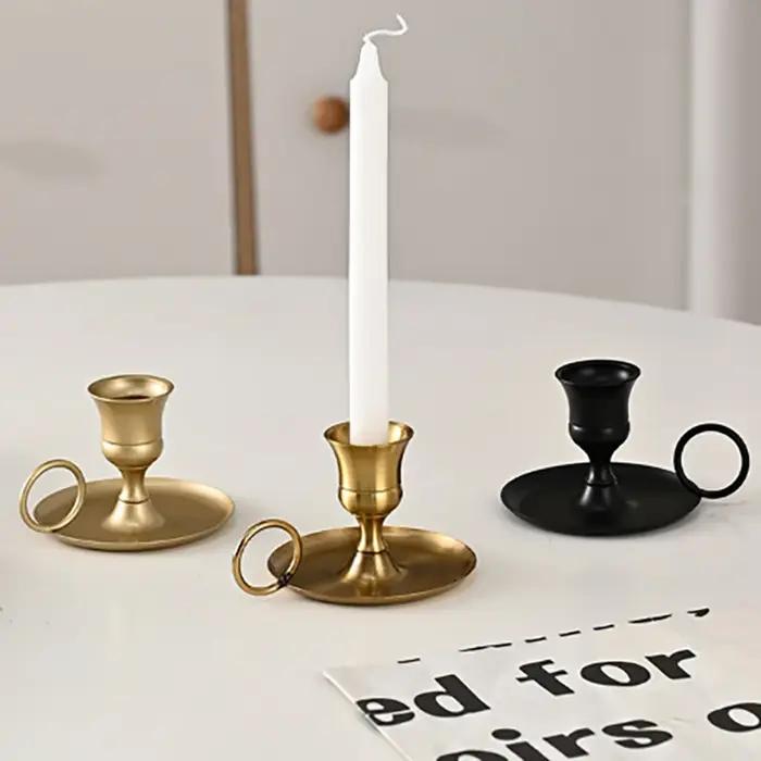 Support à bougie en métal WHPHous ornement avec poignée pour décoration intérieure élégante et romantique occasions spéciales
