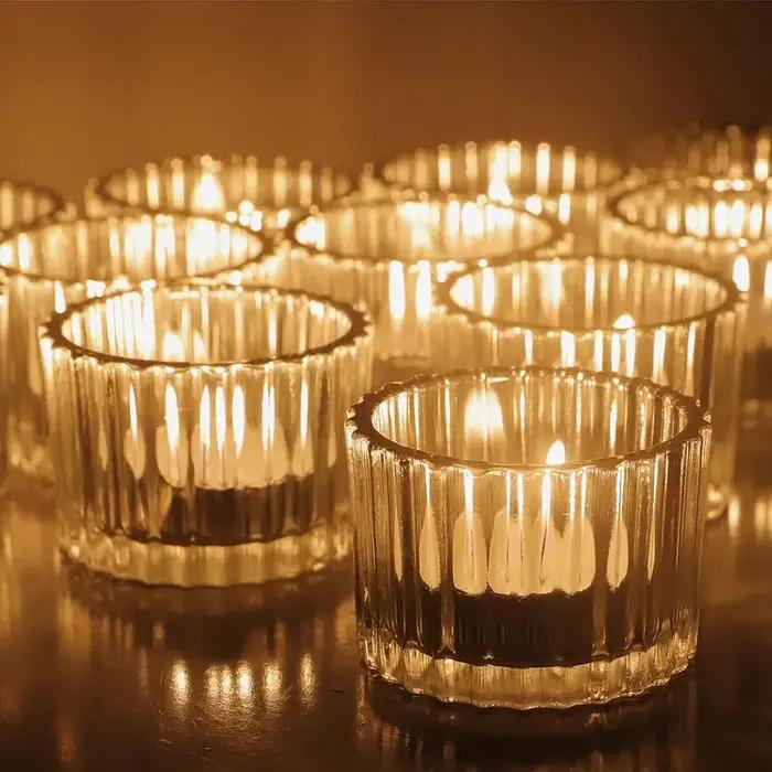 Bougeoirs chauffe-plat pour décoration de mariage, petits bougeoirs votifs en verre transparent, cen