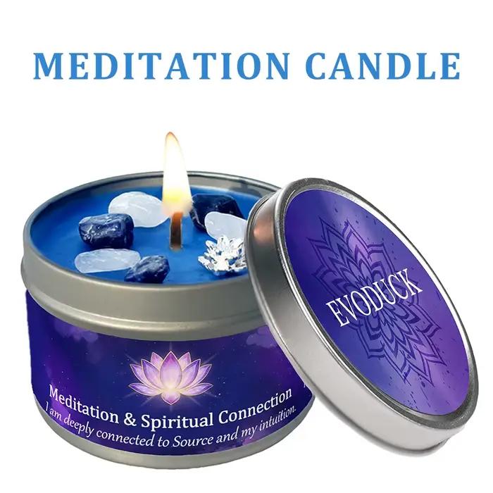 Bougie parfumée au cristal d'encens et de bois de santal, méditation, connexion spirituelle, aromath