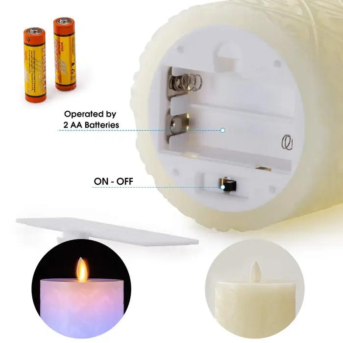 3/1 pièces bougies Led en cire véritable avec télécommande Led