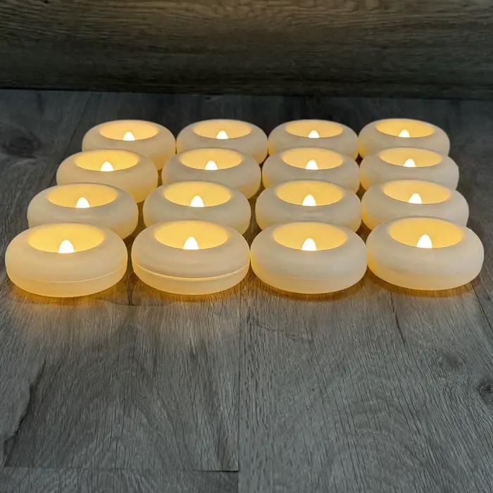 Bougie de piscine étanche, bougies chauffe-plat flottantes sans fumée, bougies de fête scintillantes réalistes pour fête de mariage, prière