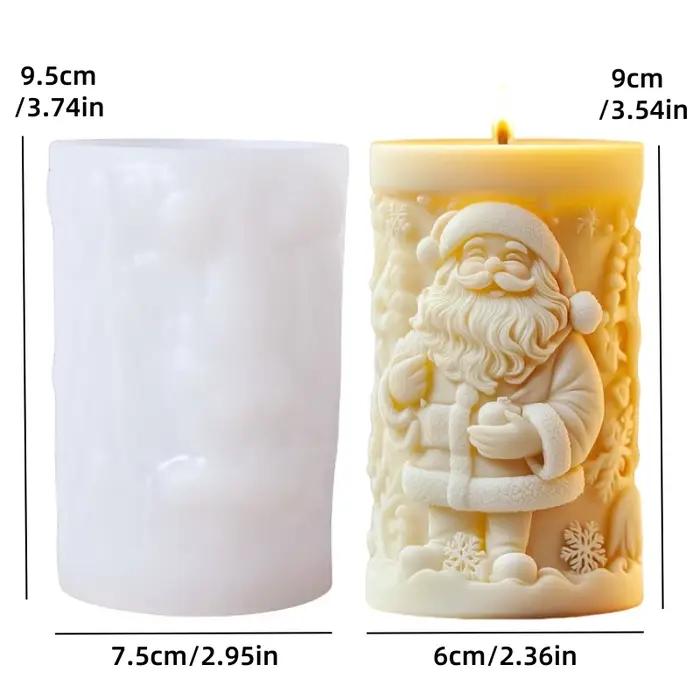 Père Noël souriant cadeaux bougie parfumée cylindrique moule en silicone avantageux