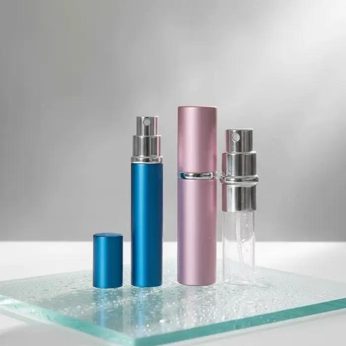 Atomiseur de parfum portable en aluminium de 5 ml, couvercle anti-fuite, plusieurs couleurs, pour les voyages et la vie quotidienne