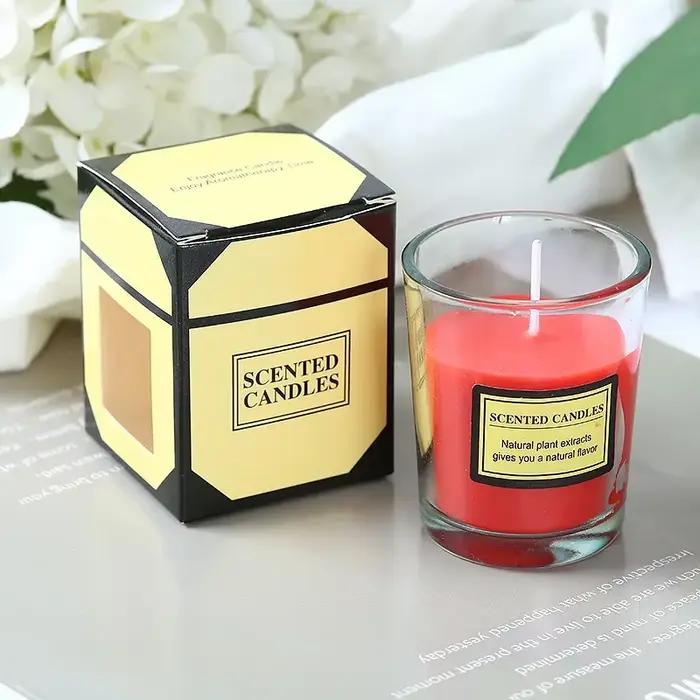 Coffret cadeau parfumé à la cire végétale, supplément, haricot, tasse en verre, intérieur, sans fumé
