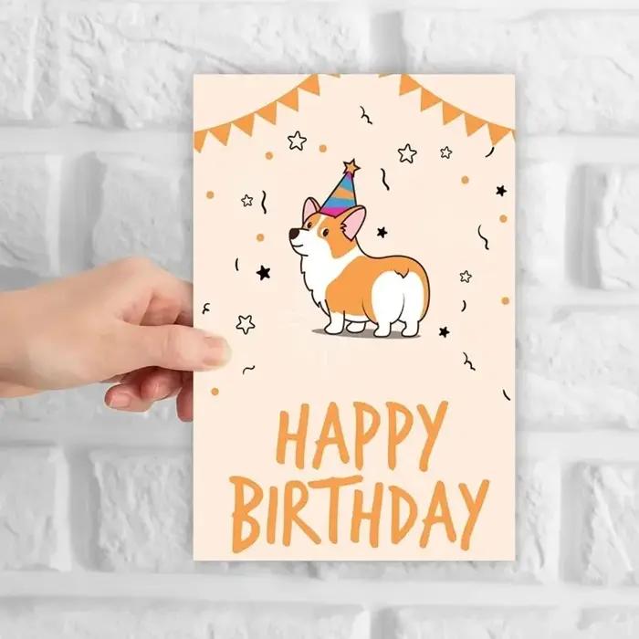 Carte d'anniversaire, carte d'anniversaire Corgi