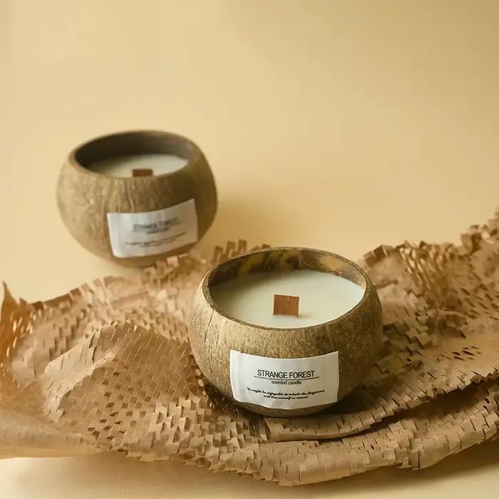Bougie d'aromathérapie en coquille de noix de coco huile essentielle parfum de cire végétale Premium compagnon de maison pour la détente et la relaxation à offrir pour divers événements
