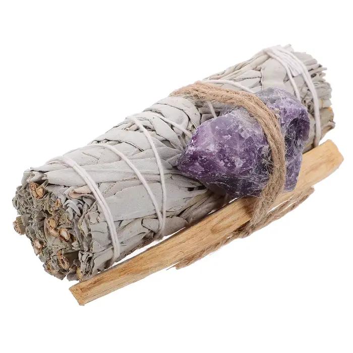 1 ensemble 1 ensemble paquet de taches aromathérapie parfum sauge sainte bâton en bois pour la méditation Purification rituel Relaxation naturel