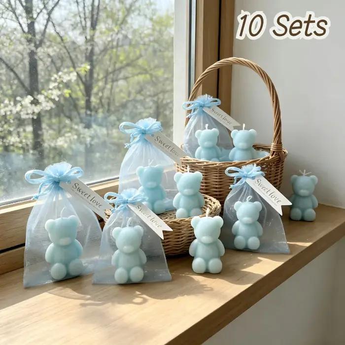 10 Kits de Bougies Souvenirs Ours Bleus Mignons