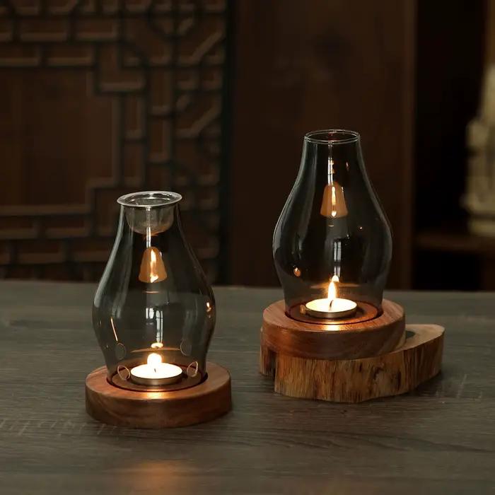Porte-bougies en verre, bougies coupe-vent, ornements d'art rétro de bureau, pour la maison, les hôtels, les gîtes, la décoration et l'aménagement