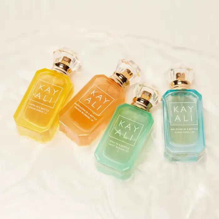 Ensemble de mini-parfums floral d'inspiration voyage inspiré de Maldives, Marrakech, Capri et Maui pour femmes occasions spéciales
