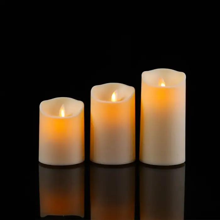 1/3 Bougies décoratives sans flamme à mèche mobile USB avec télécommande