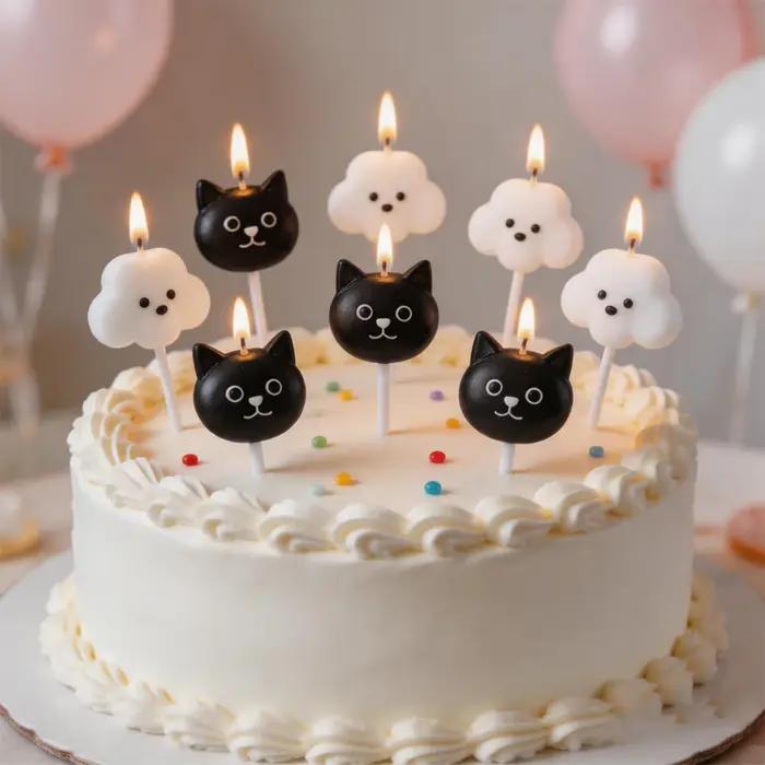 Lot de 5 bougies décoratives créatives en forme d'ours en peluche blanc