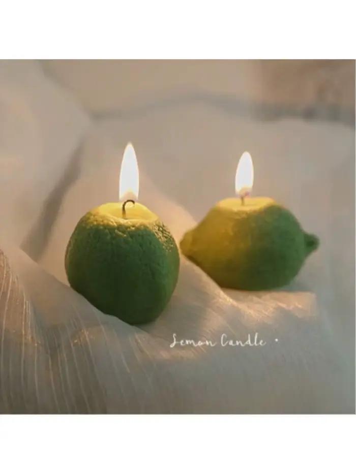 Bougie parfumée au citron réaliste et mignonne