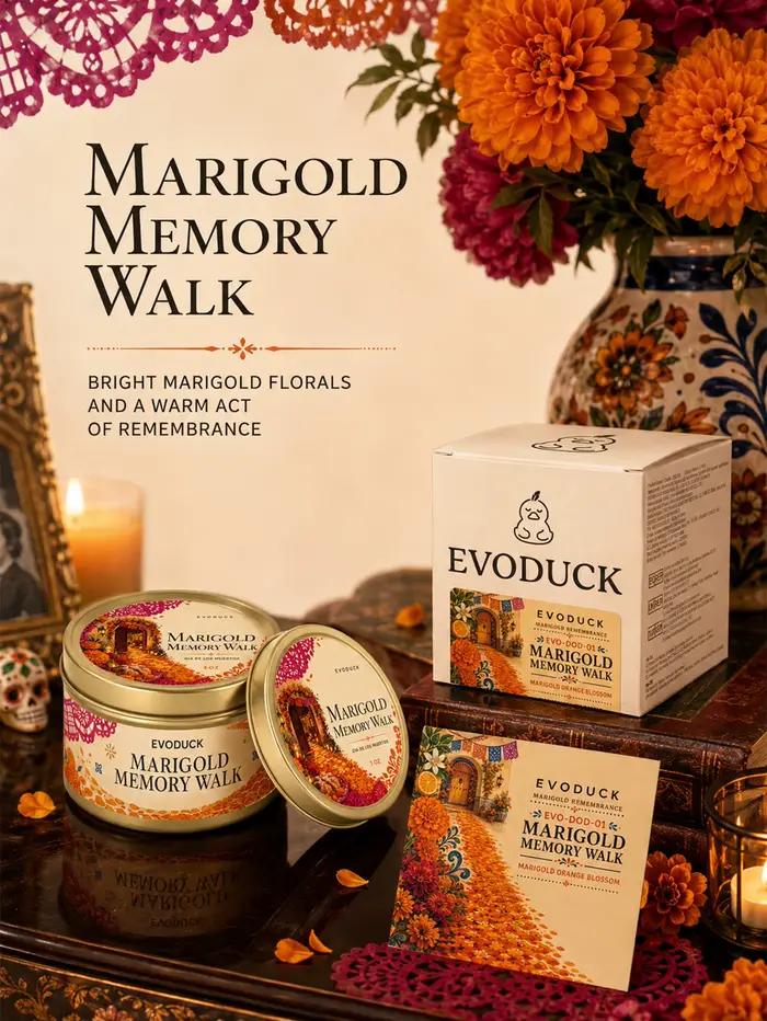 1 bougie parfumée au parfum de fleur d'oranger et de marigold, boîte en métal, 3 oz, avec boîte cadeau, Cempasuchil Dia De Muertos Ofrenda, cadeau