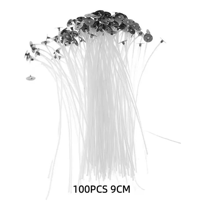 100 mèches de bougies pré-cirées de 9 cm, 15 cm et 20 cm pour la fabrication de bougies, noyau en co