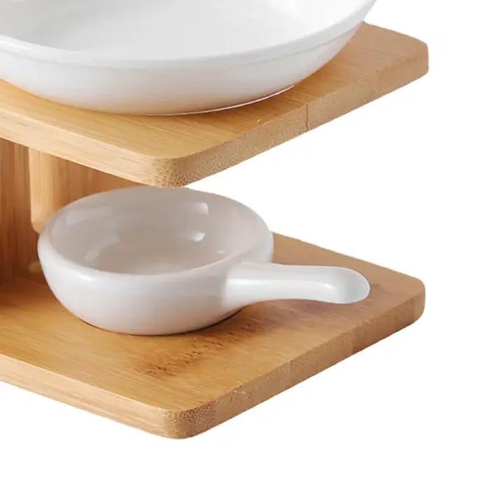 Brûleur d'arômes en céramique et bambou pour huiles essentielles et bougies fondantes, pièce maîtresse décorative pour salon et bureau, ambiance relaxante et parfum apaisant