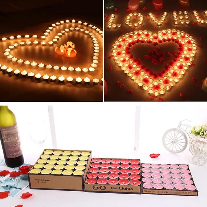 50 Petites Bougies Rondes Colorées Sans Fumée pour Proposition de Mariage