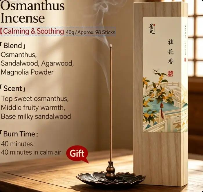 Bobines d'encens au bois de santal parfumées à l'osmanthus