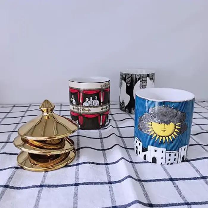 Pot de bougie parfumé en céramique avec couvercle