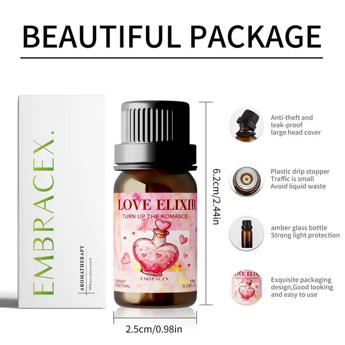 Huiles parfumées Love Elixir 10 ml, huiles de massage, soins de la peau, romantiques pour les couples, cadeau de la Saint-Valentin