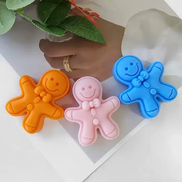 Moule en silicone à bougie bonhomme en pain d'épice pour Noël artisanat résine savon cadeaux de vacances personnalisés