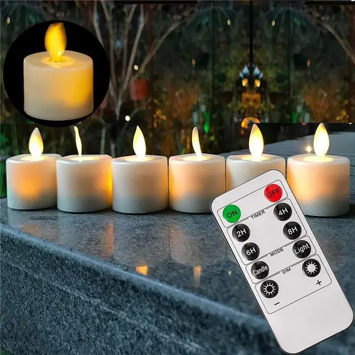 Lampe à bougie LED à piles avec mèche mobile scintillante pour fêtes et occasions spéciales blanc et rouge