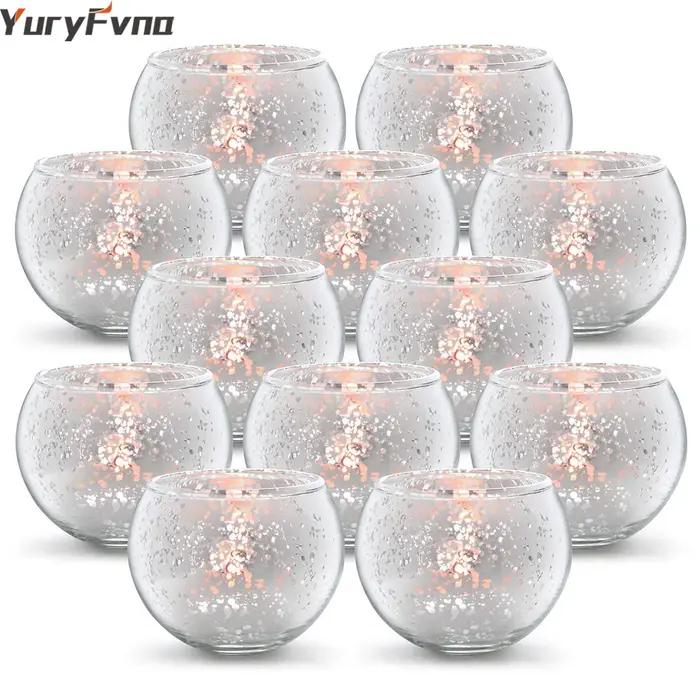 6/12 pièces bougeoirs en verre de mercure chandelier votif photophore centres de table de mariage fêtes décoration de