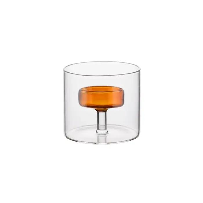 Porte-bougie en verre de style européen créatif, résistant à la chaleur, transparent, avec base solide, centre de table pour fête