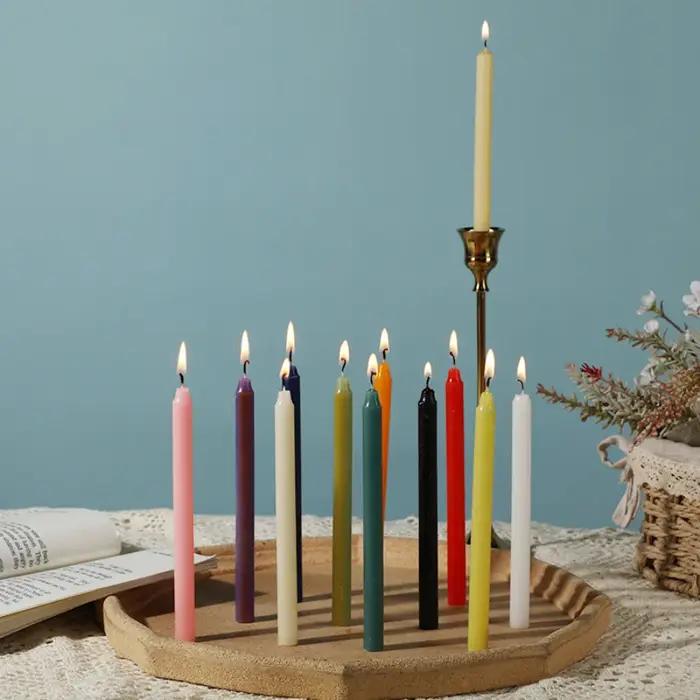 Mini bougie conique rouge non parfumée fait à la main pour rituels et décoration de Noël 12 pièces par boîte activité religieuse ambiance chaleureuse